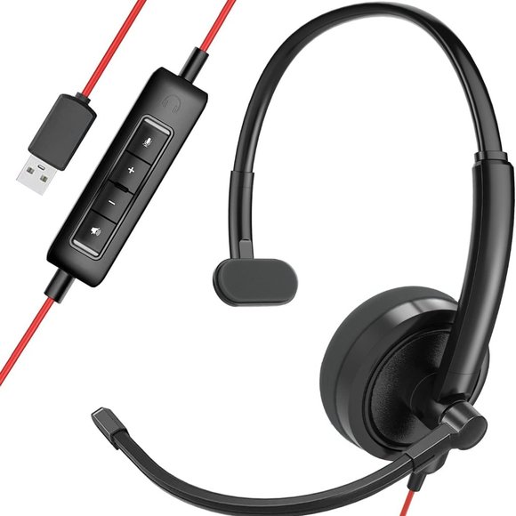 HROEENOI USB Headset, PC Headset with Noise Cancelling Microphone for Laptop - Picture 1 of 4